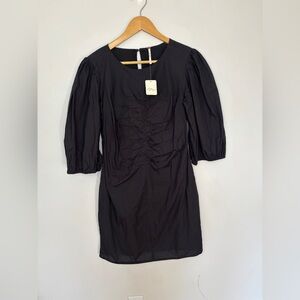 Free people Hope Mini Dress Black Puff Ballon Sleeves women’s Size Small NWt